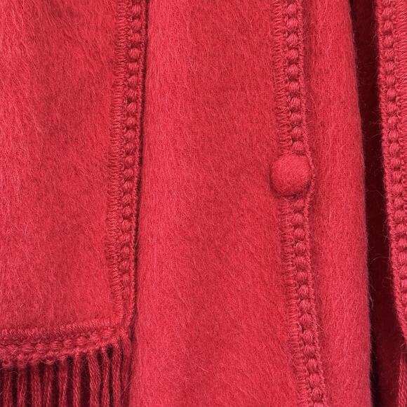 Elegant Red Women's Scarf with Fringe - Picture 4 of 11